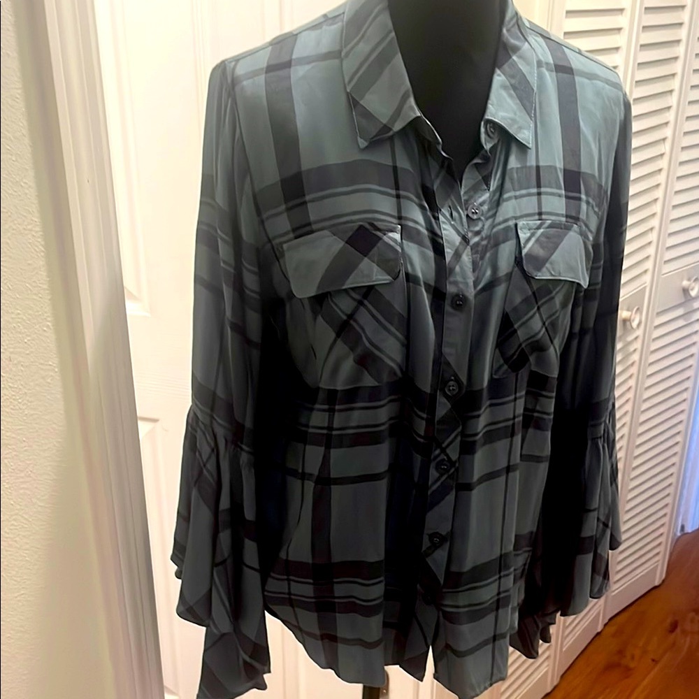 MM My Michelle Plaid Button-Up Blouse